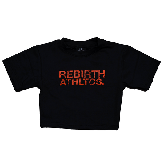 REBIRTH WOMENS CROP TEE - BLACK