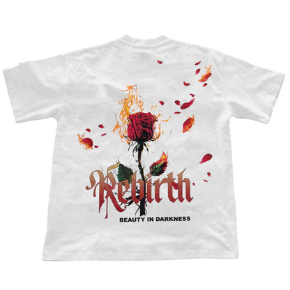 BURNING ROSE TEE - WHITE