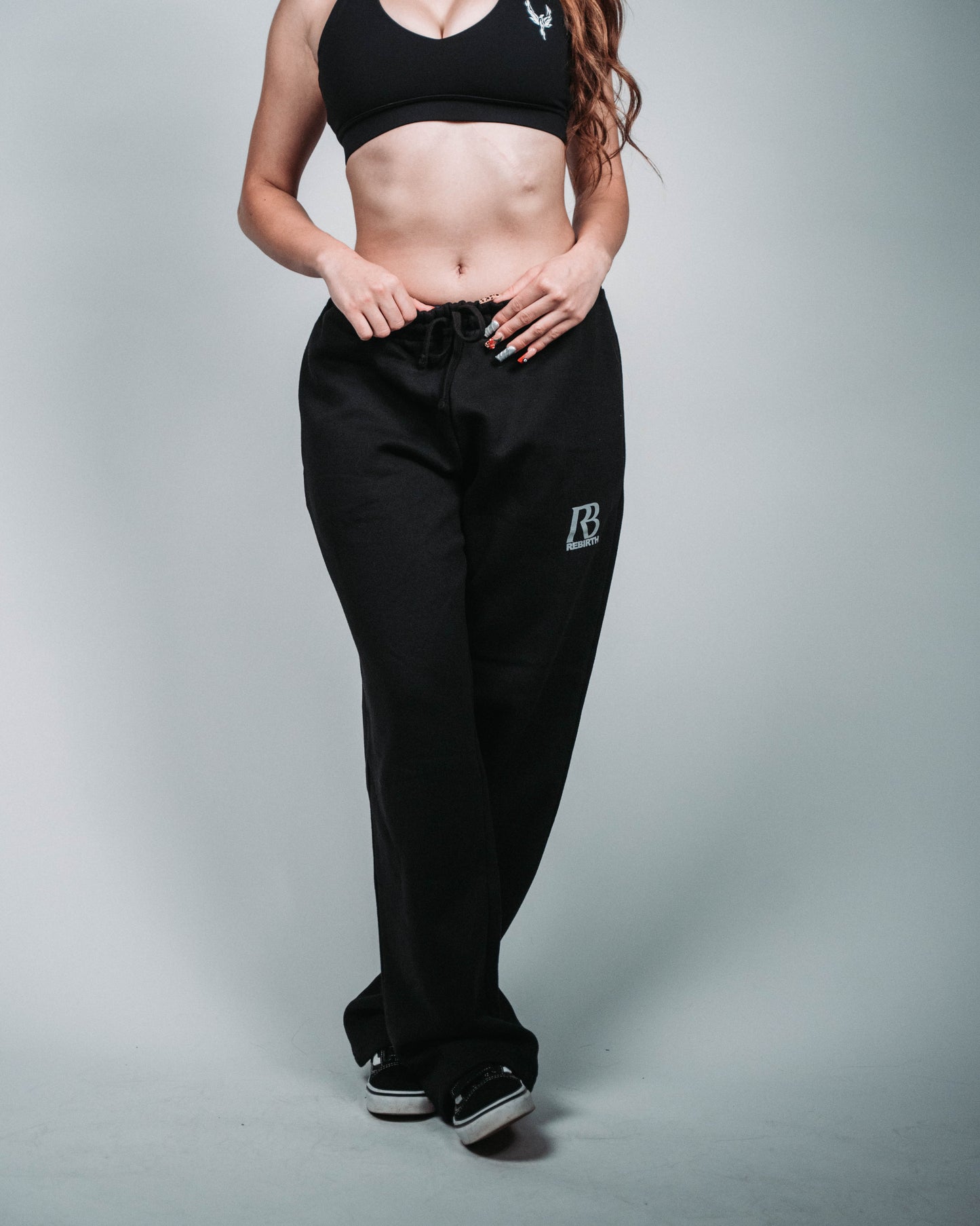 'RB' OVERSIZED FIT SWEATPANTS - BLACK