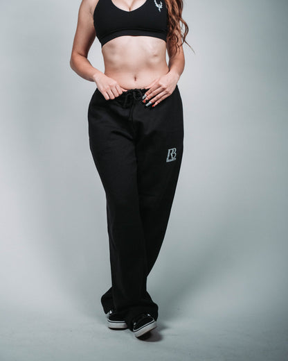 'RB' OVERSIZED FIT SWEATPANTS - BLACK