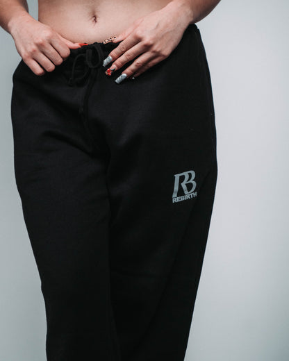'RB' OVERSIZED FIT SWEATPANTS - BLACK