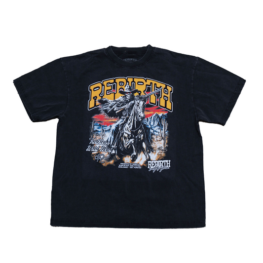 REBIRTH WESTERN TEE - VINTAGE BLACK